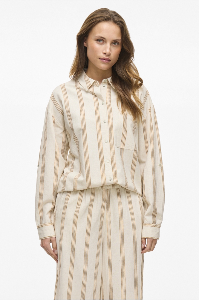 VIPRISILLA PRINT L/S SHIRT 14105077 SUPER LIGHT NATURAL